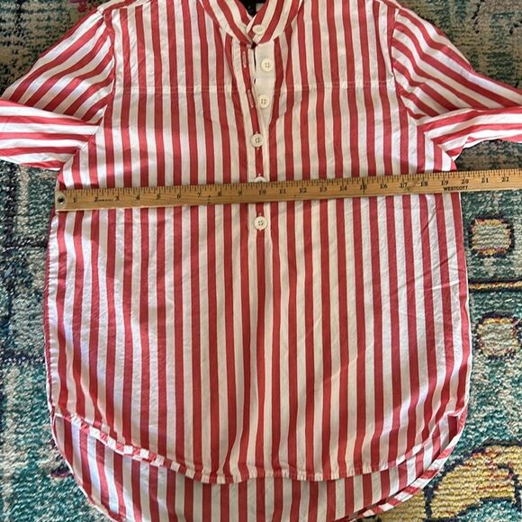 J. Crew Red and White Casual Button Down Shirt size 2 - Picture 3 of 8